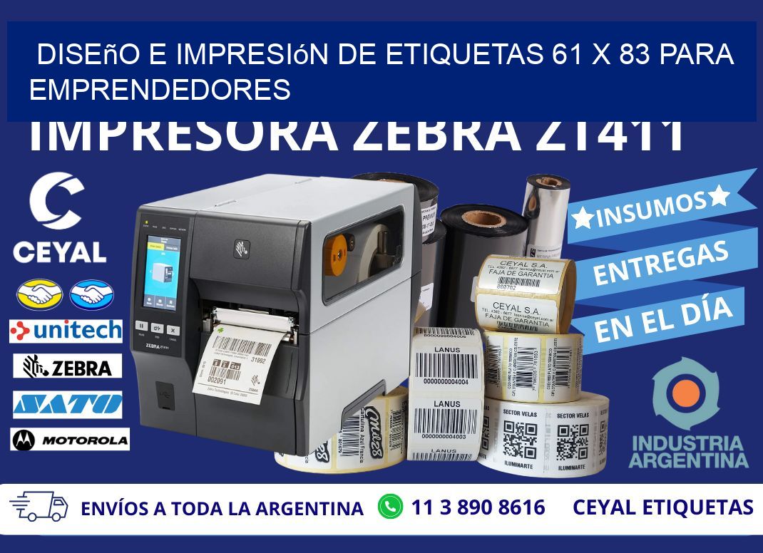 Diseño e Impresión de Etiquetas 61 x 83 para Emprendedores