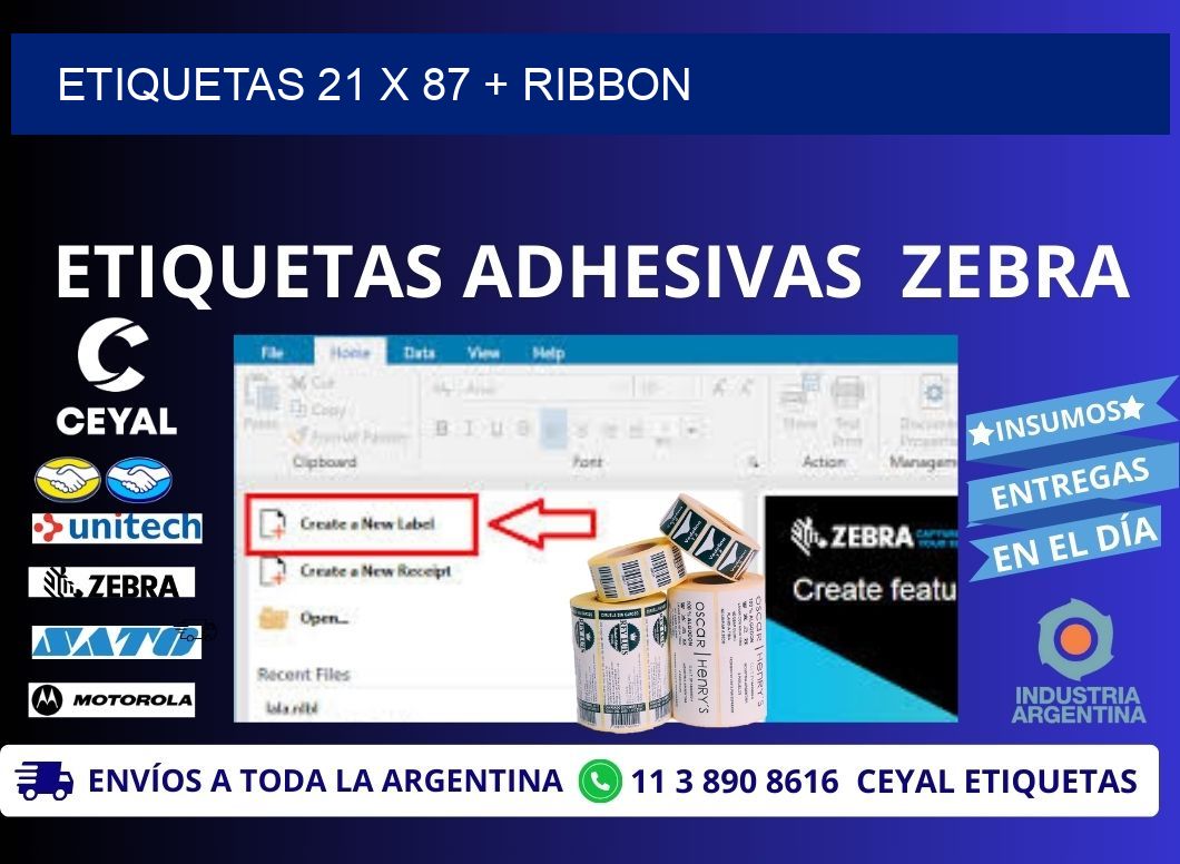 ETIQUETAS 21 x 87 + RIBBON