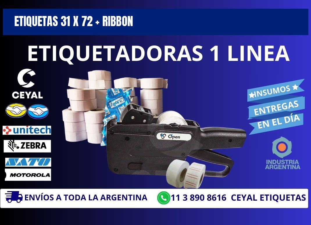 ETIQUETAS 31 x 72 + RIBBON