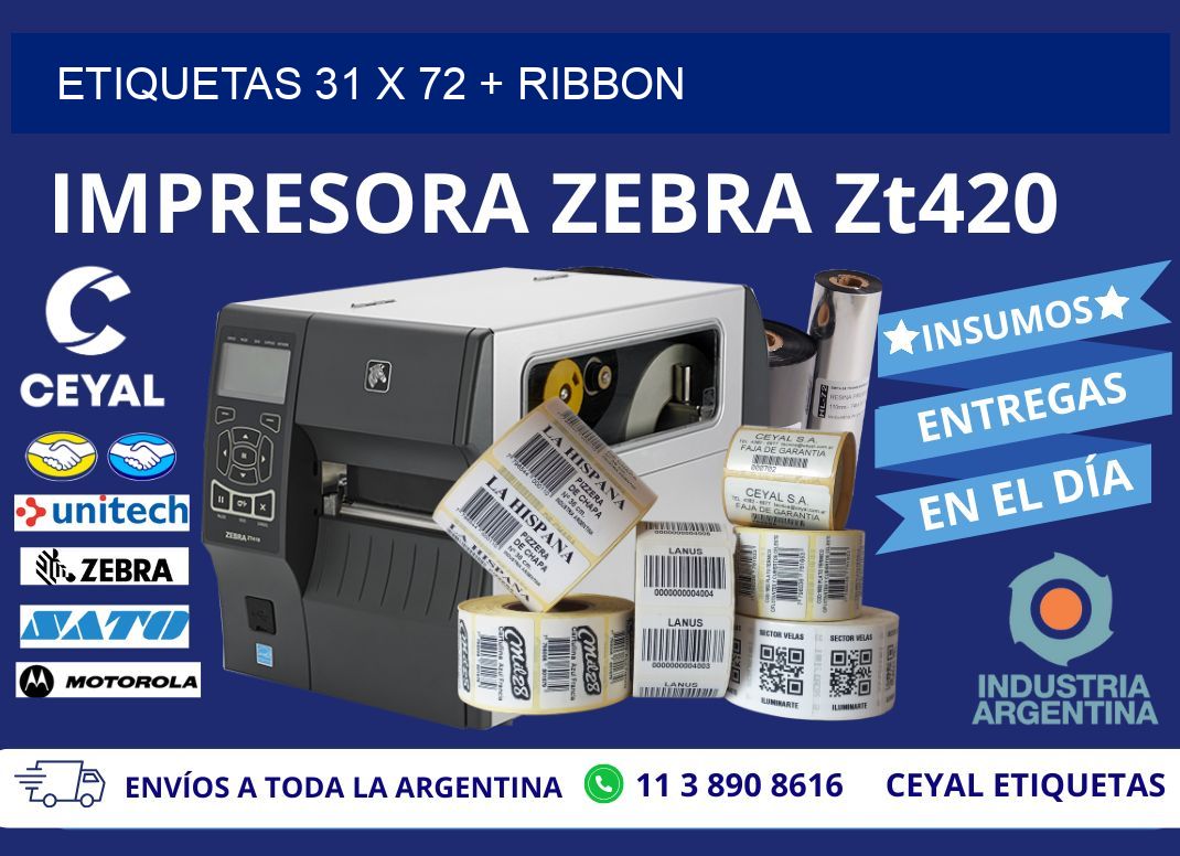 ETIQUETAS 31 x 72 + RIBBON