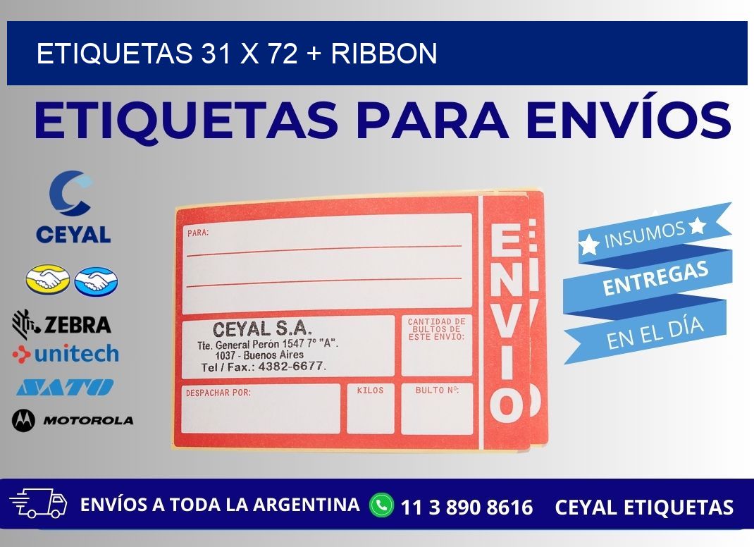 ETIQUETAS 31 x 72 + RIBBON