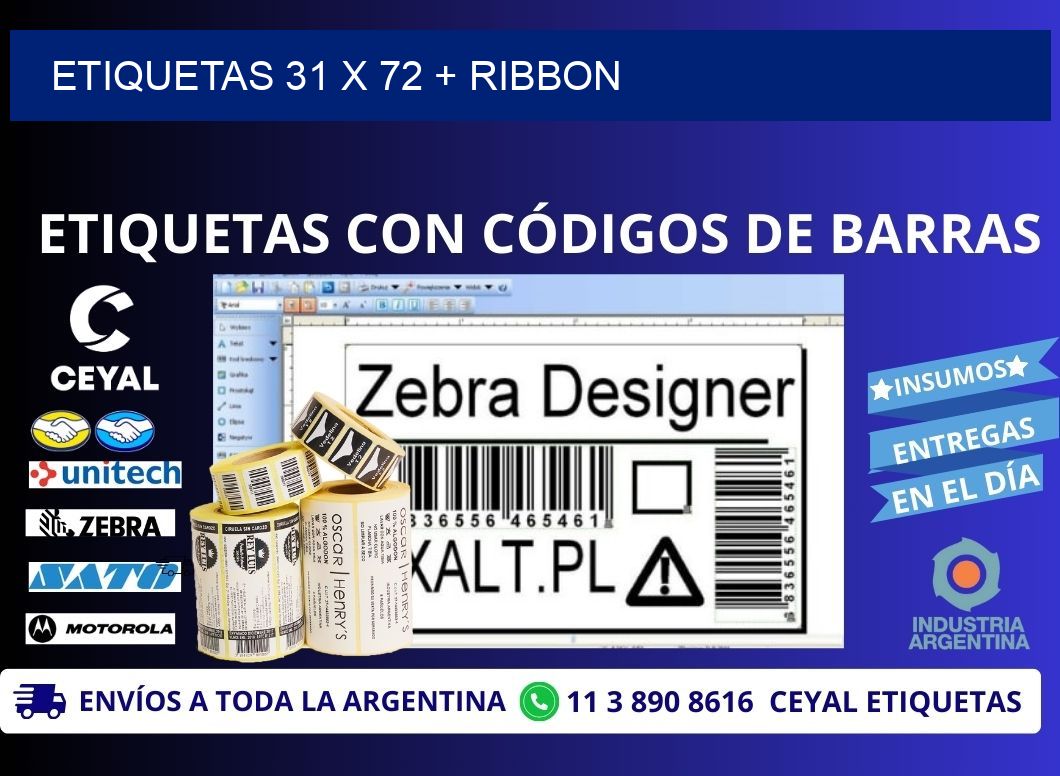 ETIQUETAS 31 x 72 + RIBBON