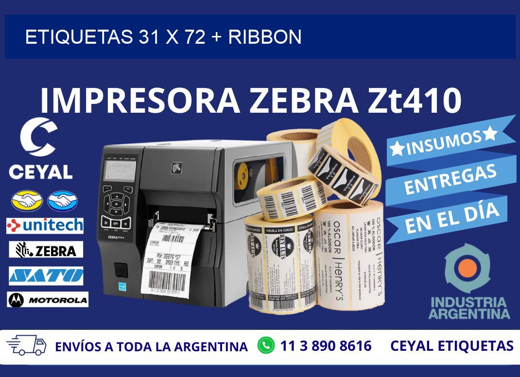ETIQUETAS 31 x 72 + RIBBON