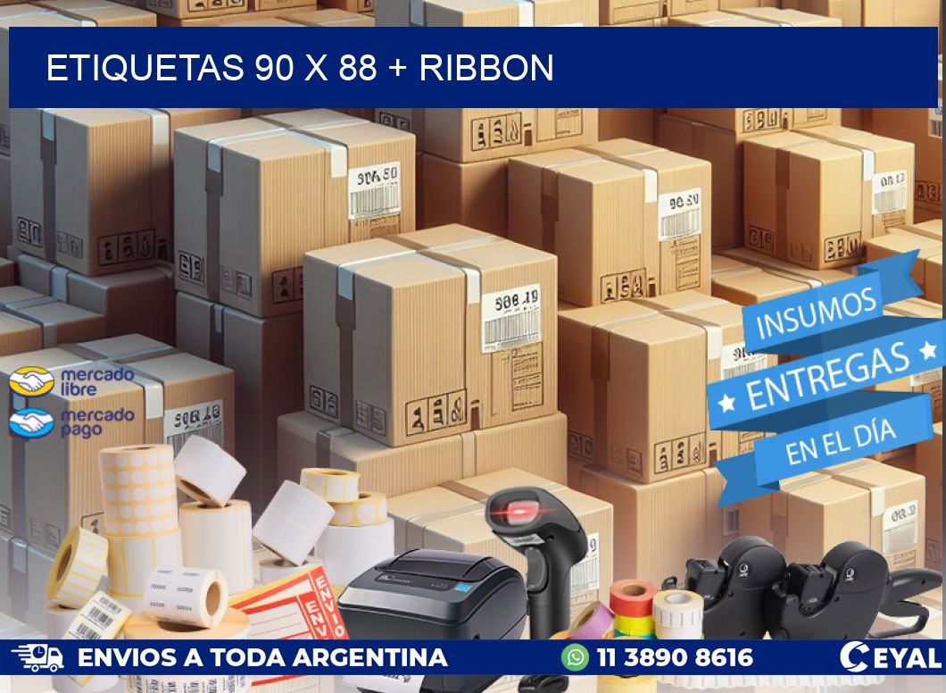 ETIQUETAS 90 x 88 + RIBBON