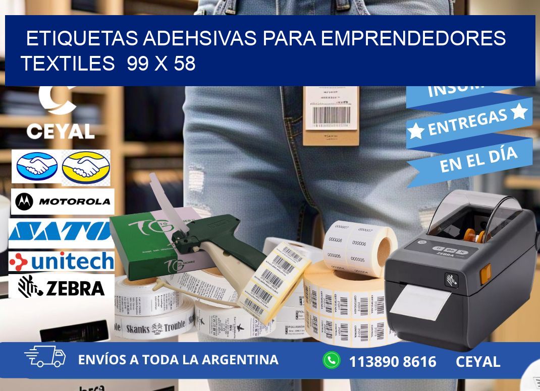 ETIQUETAS ADEHSIVAS PARA EMPRENDEDORES TEXTILES  99 x 58