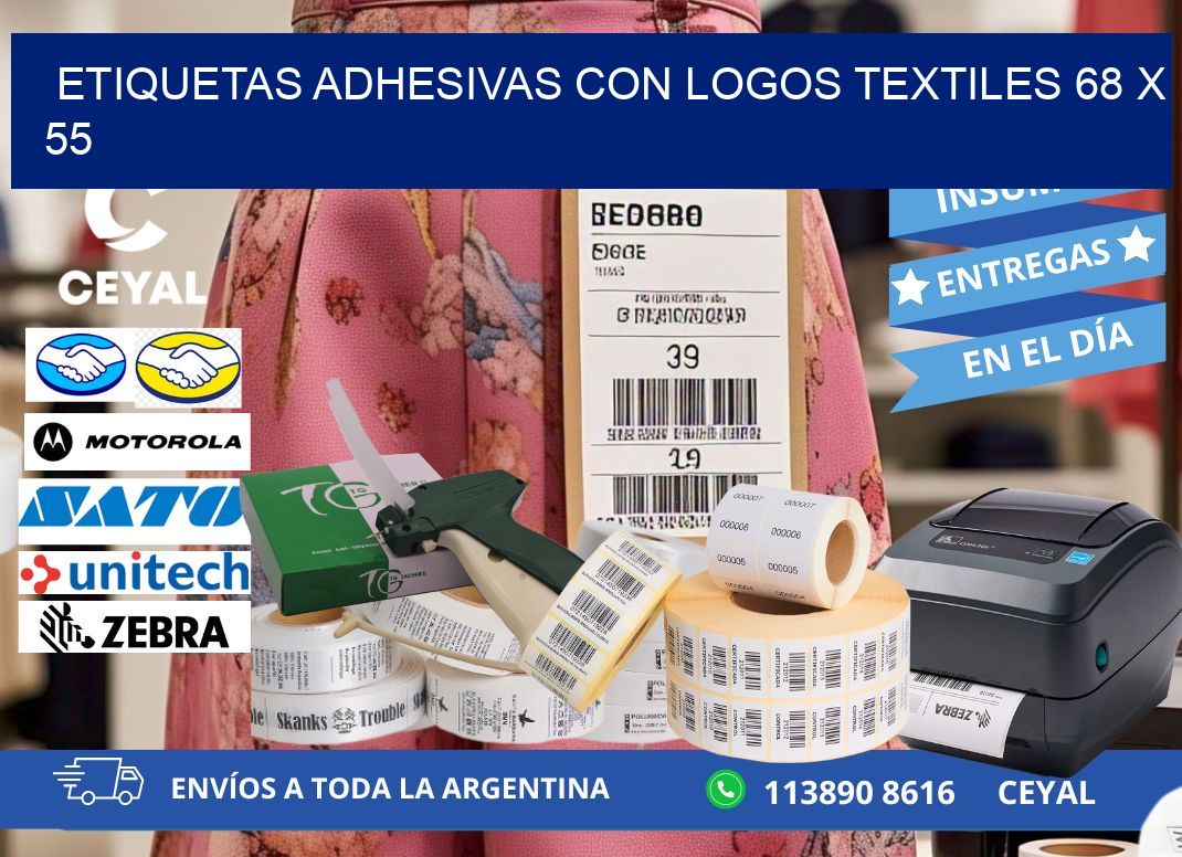 ETIQUETAS ADHESIVAS CON LOGOS TEXTILES 68 x 55