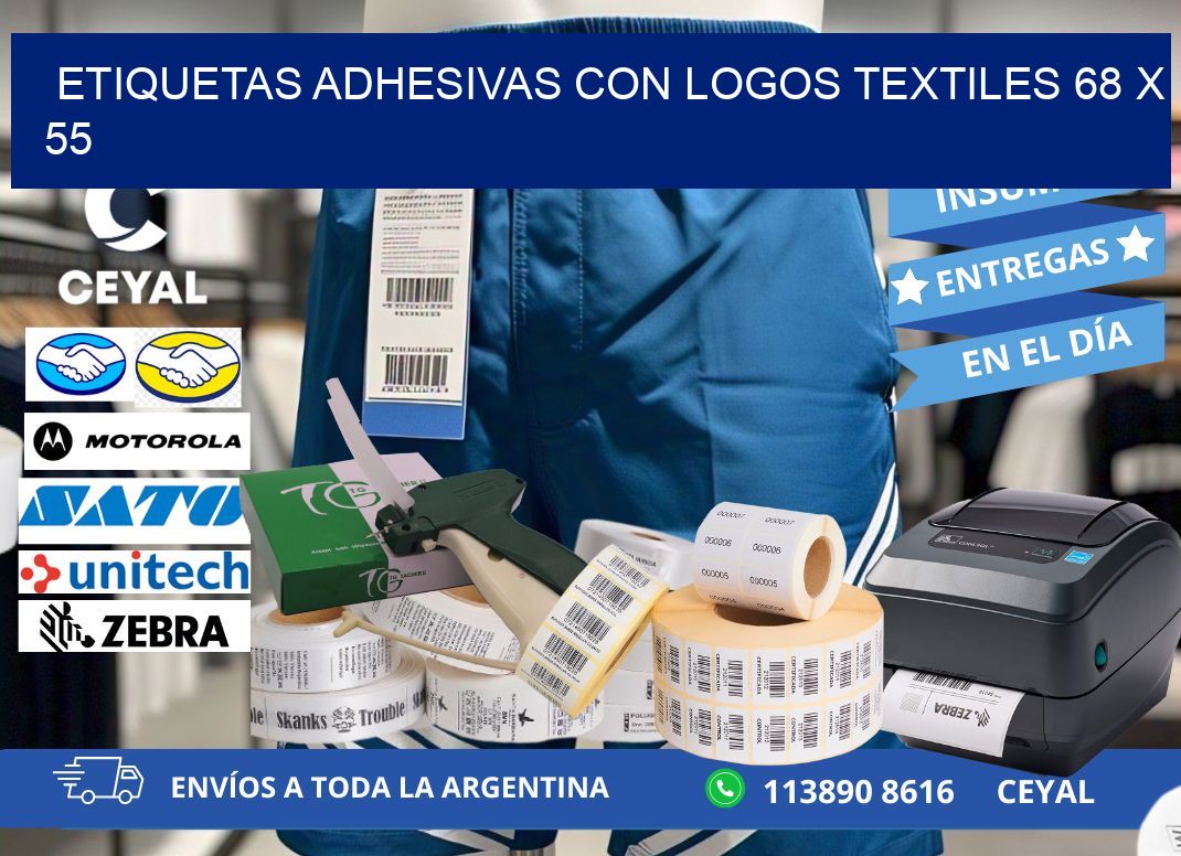 ETIQUETAS ADHESIVAS CON LOGOS TEXTILES 68 x 55