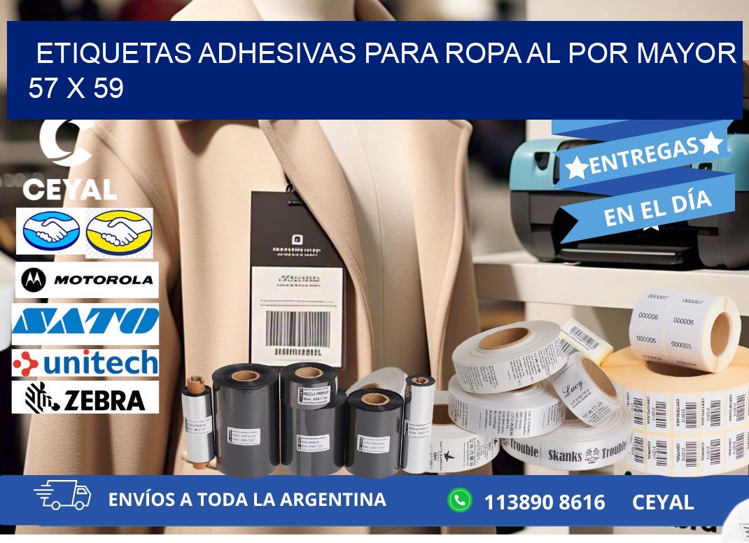 ETIQUETAS ADHESIVAS PARA ROPA AL POR MAYOR 57 x 59