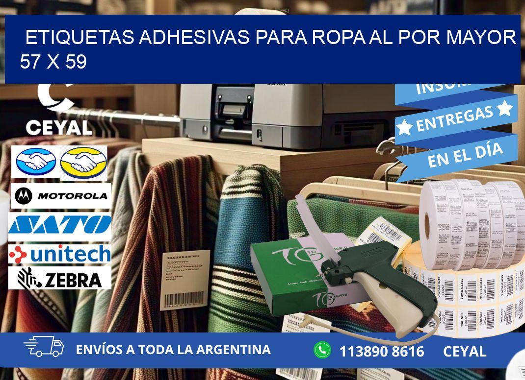ETIQUETAS ADHESIVAS PARA ROPA AL POR MAYOR 57 x 59