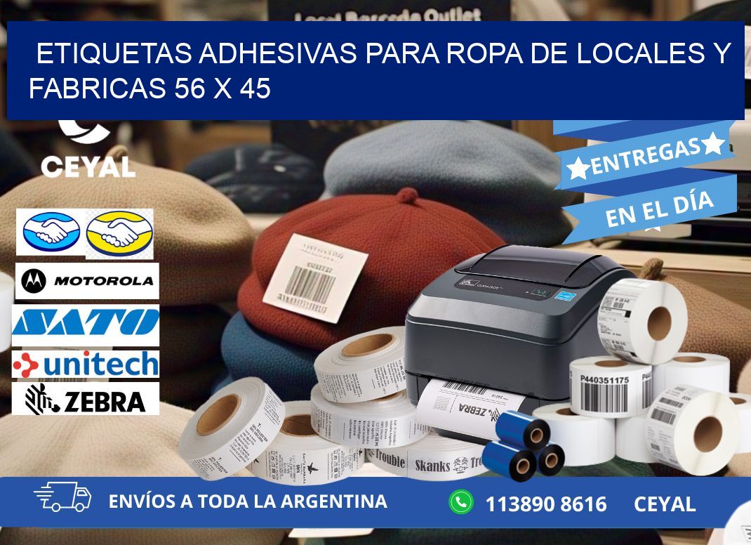 ETIQUETAS ADHESIVAS PARA ROPA DE LOCALES Y FABRICAS 56 x 45