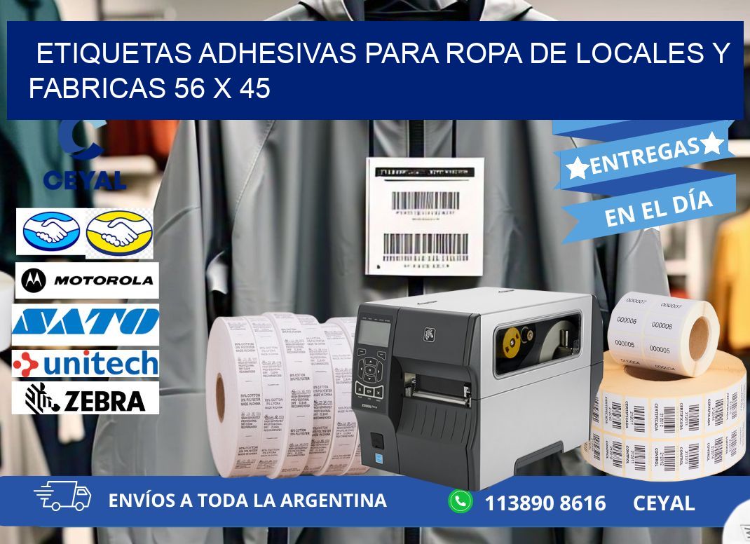 ETIQUETAS ADHESIVAS PARA ROPA DE LOCALES Y FABRICAS 56 x 45