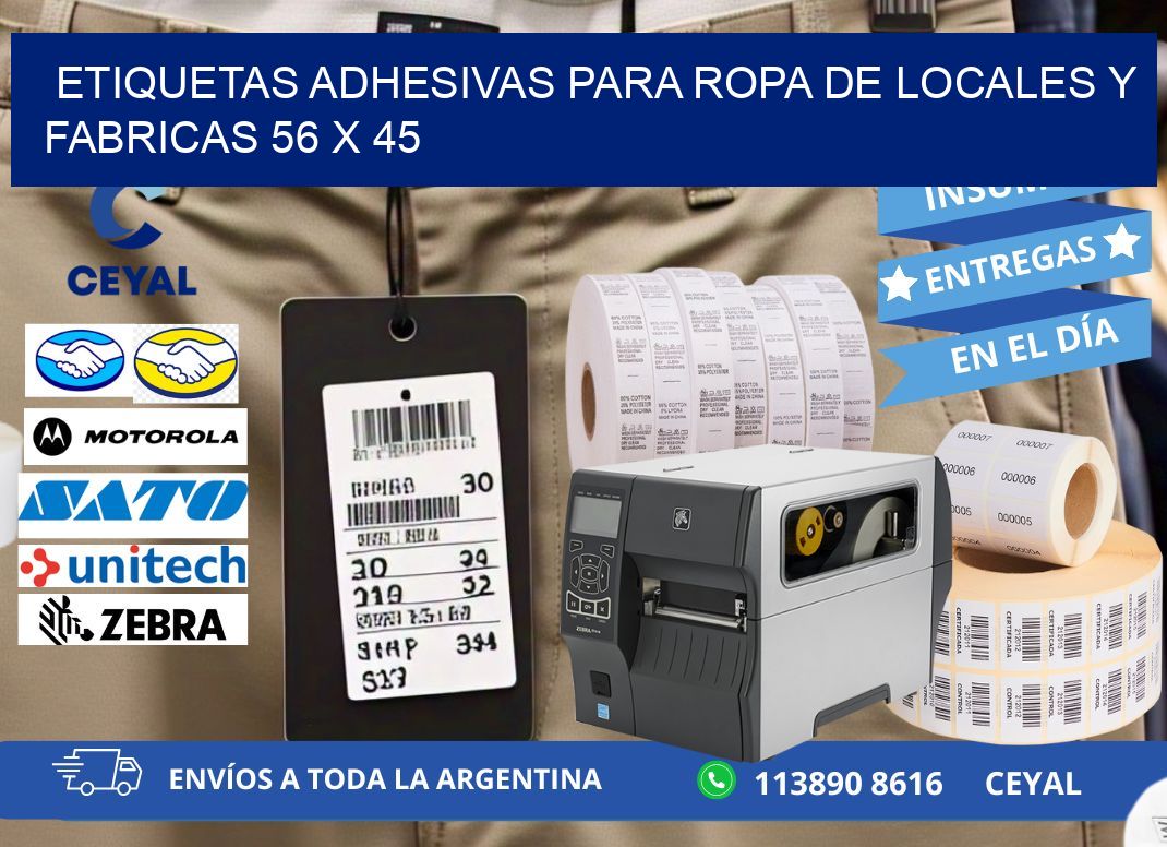 ETIQUETAS ADHESIVAS PARA ROPA DE LOCALES Y FABRICAS 56 x 45