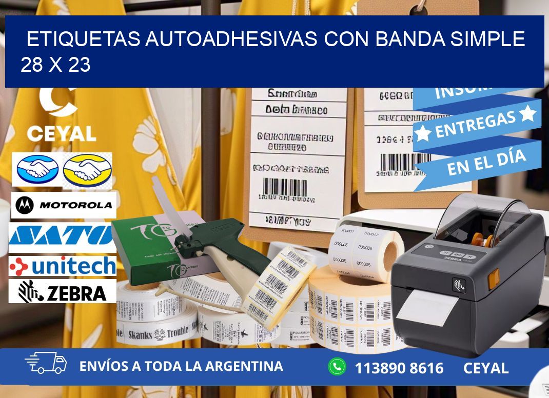 ETIQUETAS AUTOADHESIVAS CON BANDA SIMPLE 28 x 23