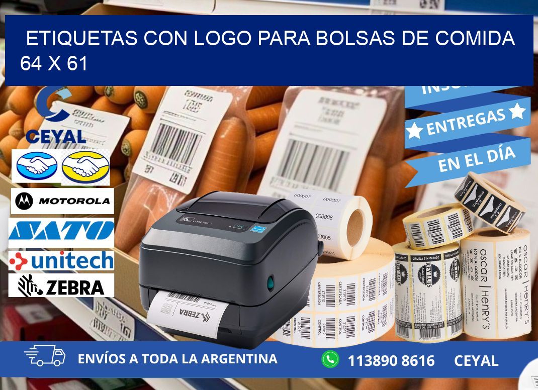 ETIQUETAS CON LOGO PARA BOLSAS DE COMIDA 64 x 61