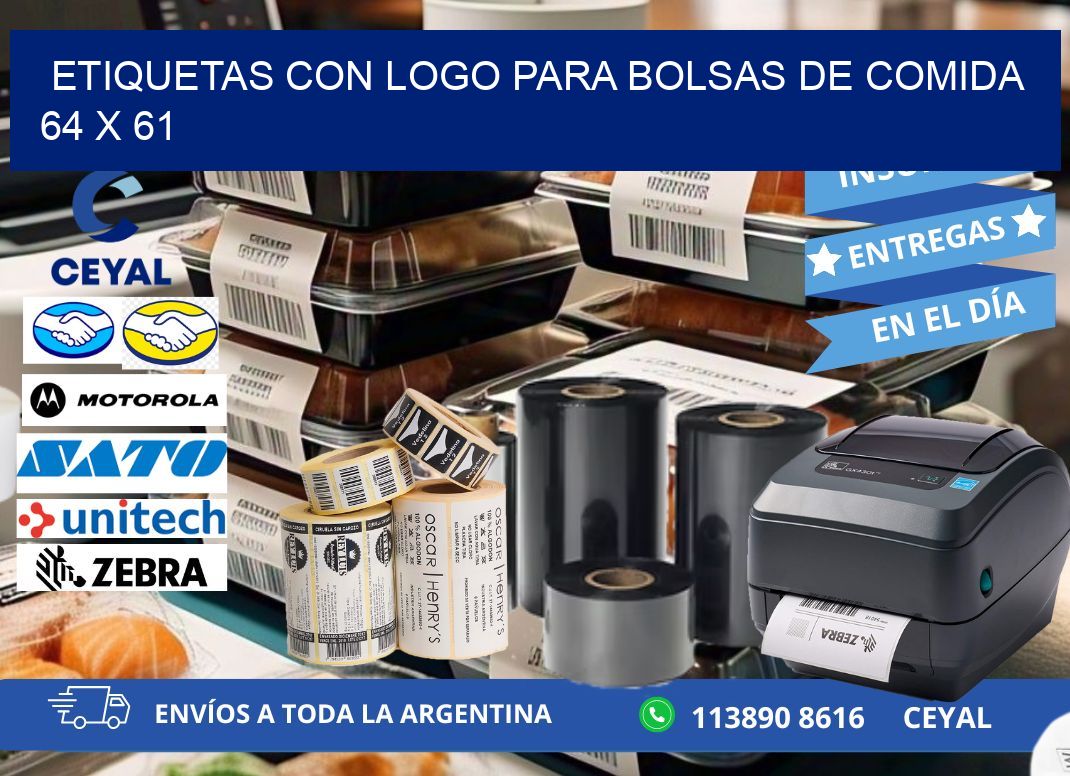 ETIQUETAS CON LOGO PARA BOLSAS DE COMIDA 64 x 61