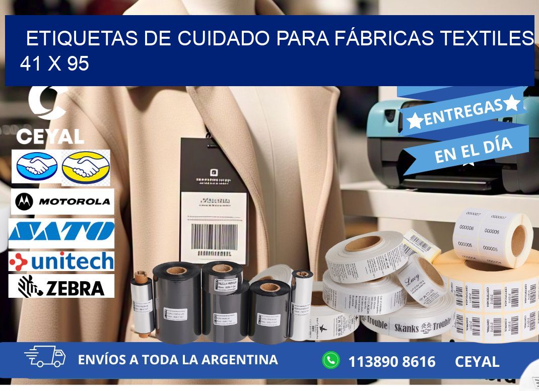 ETIQUETAS DE CUIDADO PARA FÁBRICAS TEXTILES 41 x 95