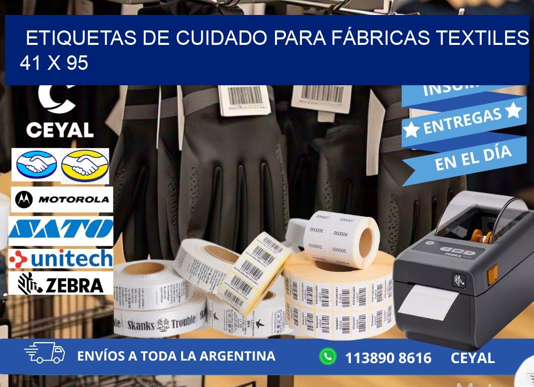 ETIQUETAS DE CUIDADO PARA FÁBRICAS TEXTILES 41 x 95