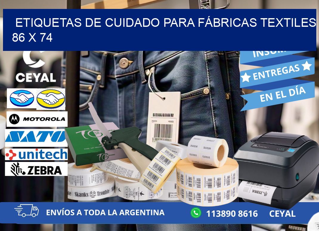 ETIQUETAS DE CUIDADO PARA FÁBRICAS TEXTILES 86 x 74