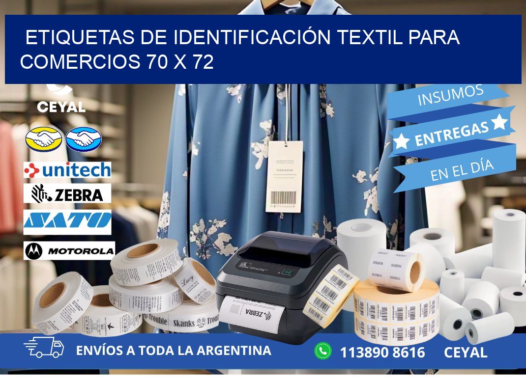 ETIQUETAS DE IDENTIFICACIÓN TEXTIL PARA COMERCIOS 70 x 72