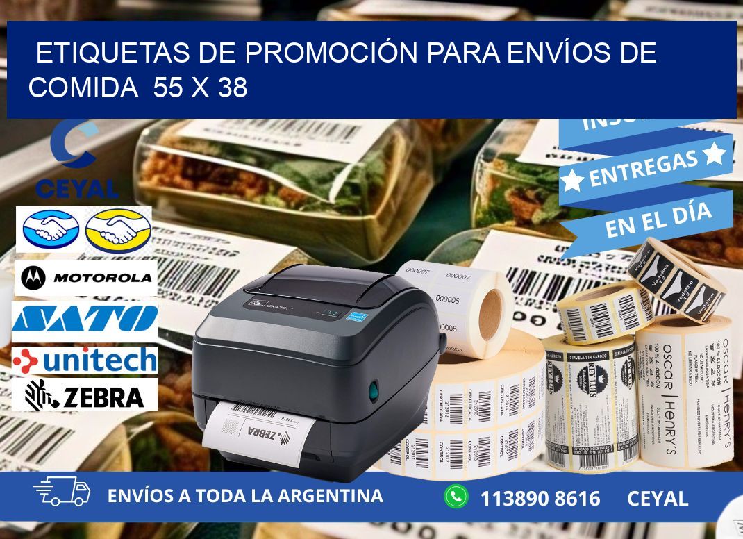ETIQUETAS DE PROMOCIÓN PARA ENVÍOS DE COMIDA 55 x 38