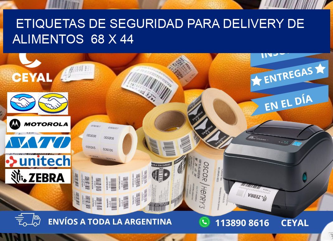 ETIQUETAS DE SEGURIDAD PARA DELIVERY DE ALIMENTOS 68 x 44