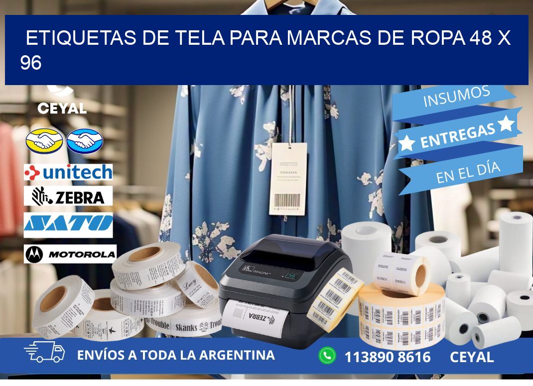 ETIQUETAS DE TELA PARA MARCAS DE ROPA 48 x 96