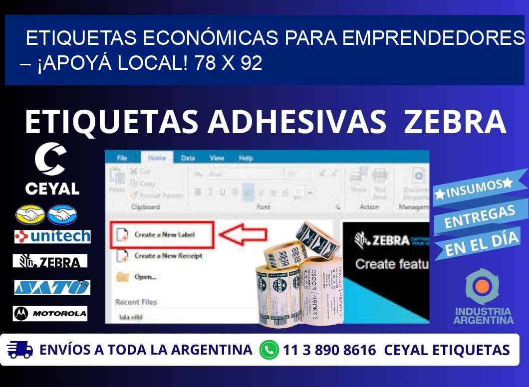 ETIQUETAS ECONÓMICAS PARA EMPRENDEDORES – ¡APOYÁ LOCAL! 78 x 92