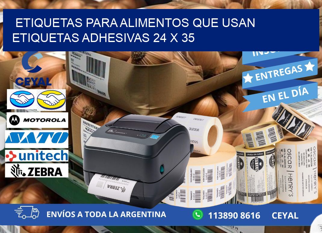 ETIQUETAS PARA ALIMENTOS QUE USAN ETIQUETAS ADHESIVAS 24 x 35