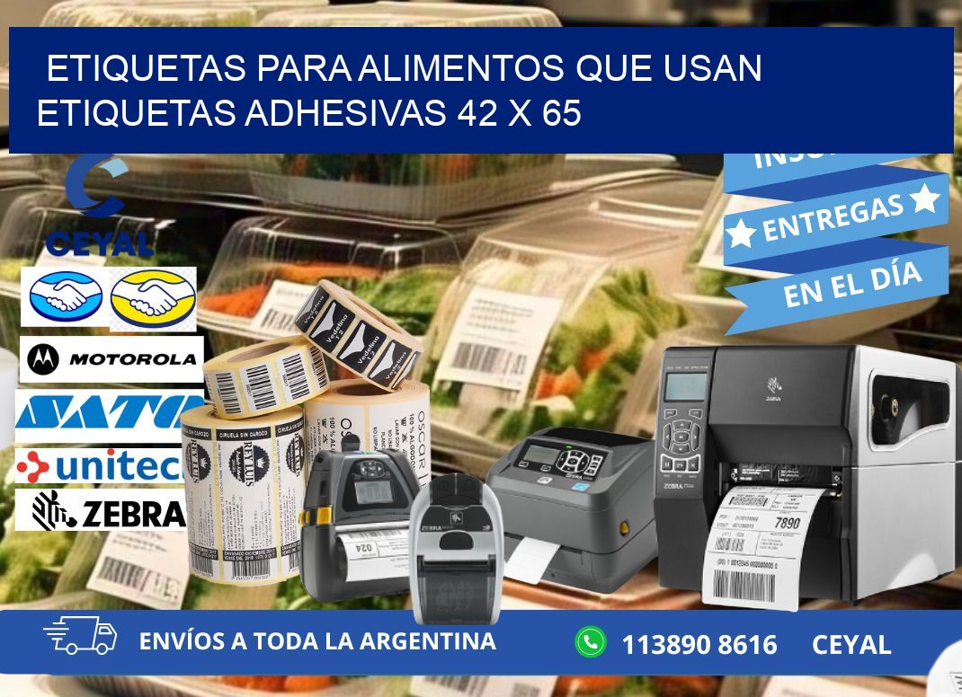 ETIQUETAS PARA ALIMENTOS QUE USAN ETIQUETAS ADHESIVAS 42 x 65