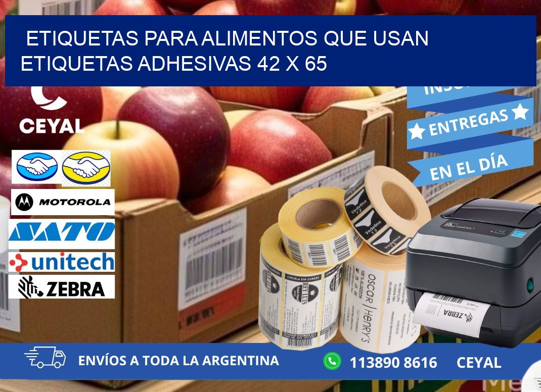 ETIQUETAS PARA ALIMENTOS QUE USAN ETIQUETAS ADHESIVAS 42 x 65