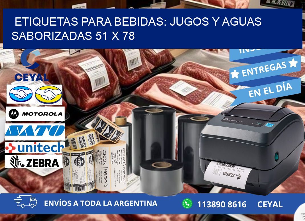 ETIQUETAS PARA BEBIDAS: JUGOS Y AGUAS SABORIZADAS 51 x 78