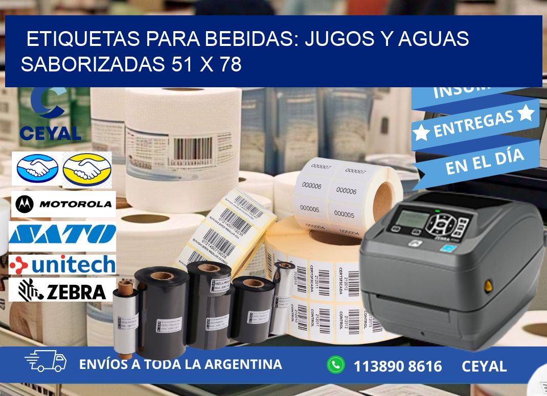 ETIQUETAS PARA BEBIDAS: JUGOS Y AGUAS SABORIZADAS 51 x 78
