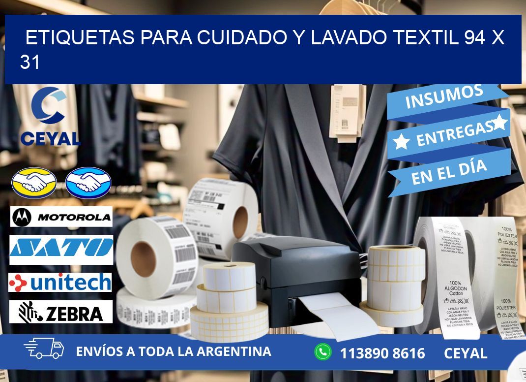 ETIQUETAS PARA CUIDADO Y LAVADO TEXTIL 94 x 31