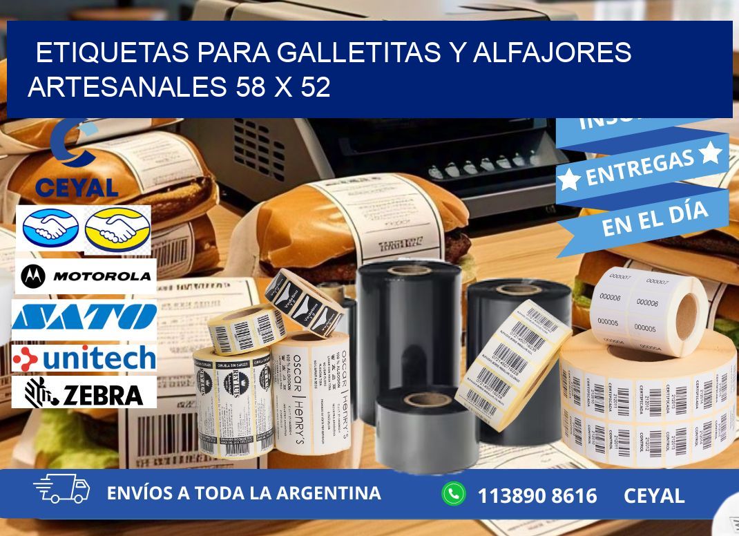 ETIQUETAS PARA GALLETITAS Y ALFAJORES ARTESANALES 58 x 52