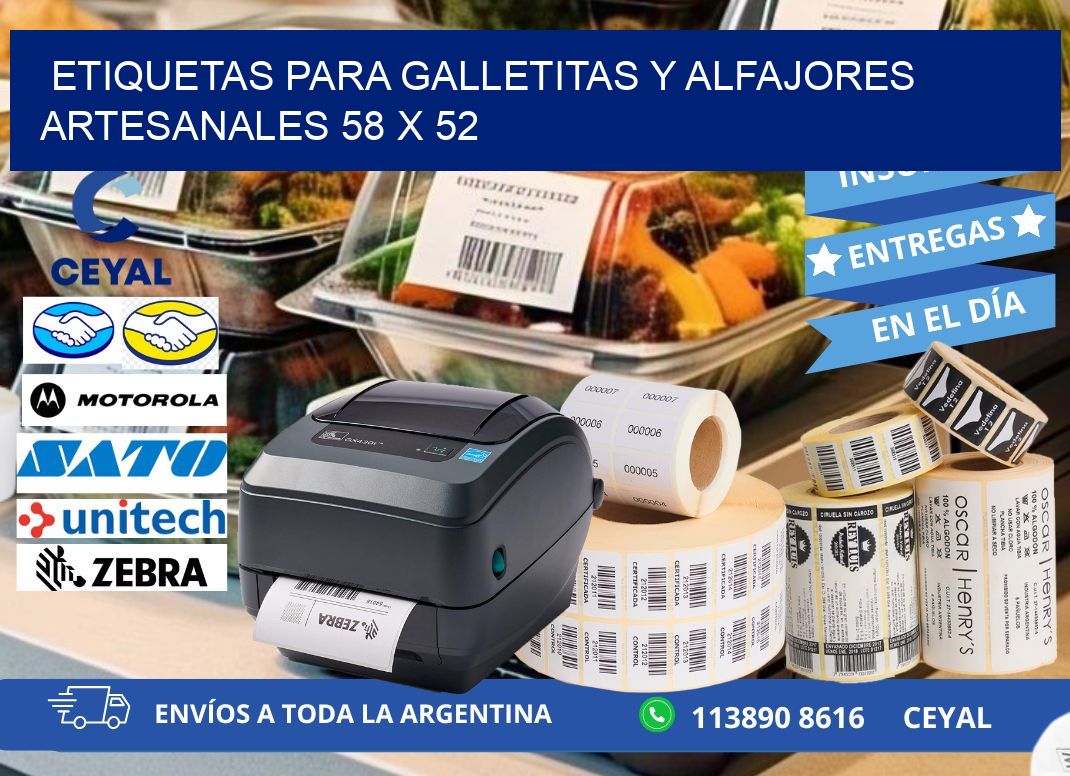 ETIQUETAS PARA GALLETITAS Y ALFAJORES ARTESANALES 58 x 52