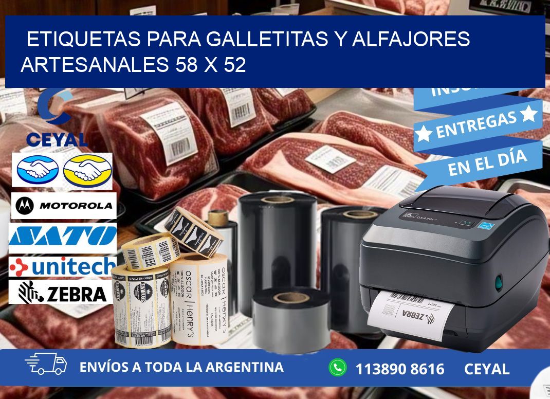 ETIQUETAS PARA GALLETITAS Y ALFAJORES ARTESANALES 58 x 52
