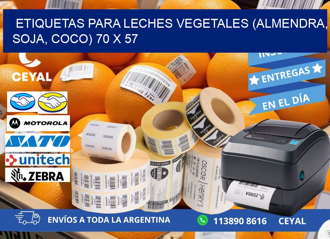 ETIQUETAS PARA LECHES VEGETALES (ALMENDRA, SOJA, COCO) 70 x 57