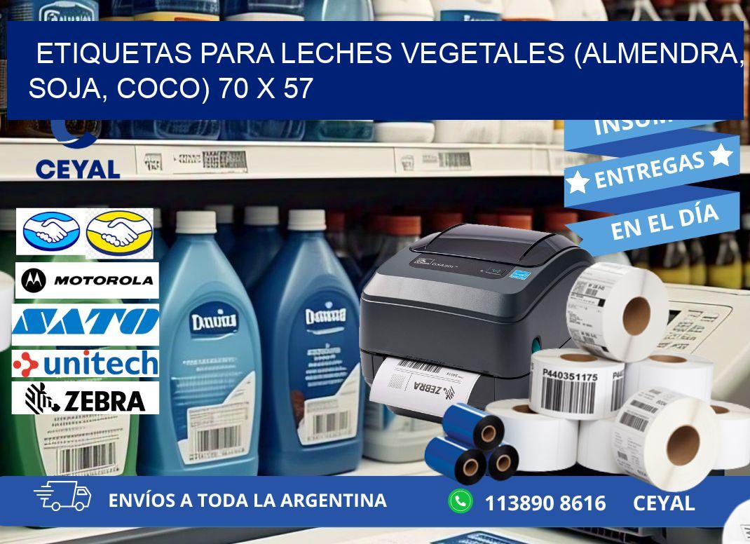 ETIQUETAS PARA LECHES VEGETALES (ALMENDRA, SOJA, COCO) 70 x 57