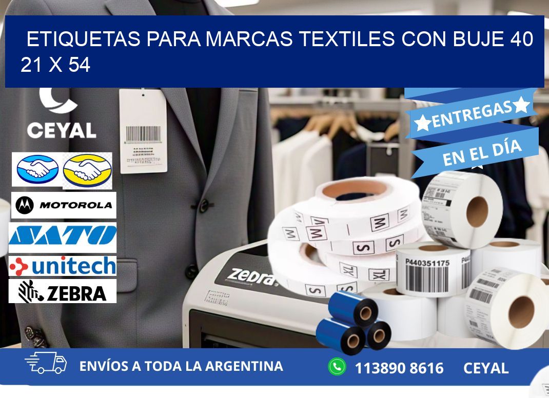 ETIQUETAS PARA MARCAS TEXTILES CON BUJE 40 21 x 54