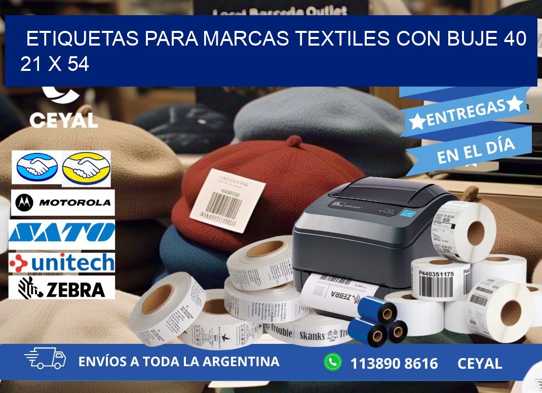 ETIQUETAS PARA MARCAS TEXTILES CON BUJE 40 21 x 54
