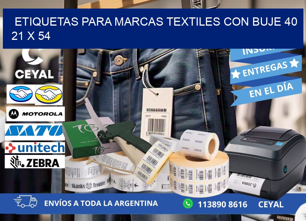 ETIQUETAS PARA MARCAS TEXTILES CON BUJE 40 21 x 54