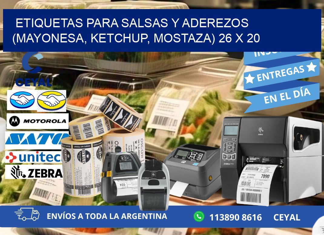 ETIQUETAS PARA SALSAS Y ADEREZOS (MAYONESA, KETCHUP, MOSTAZA) 26 x 20