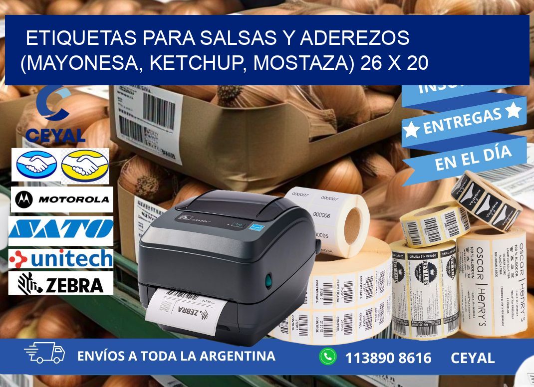 ETIQUETAS PARA SALSAS Y ADEREZOS (MAYONESA, KETCHUP, MOSTAZA) 26 x 20