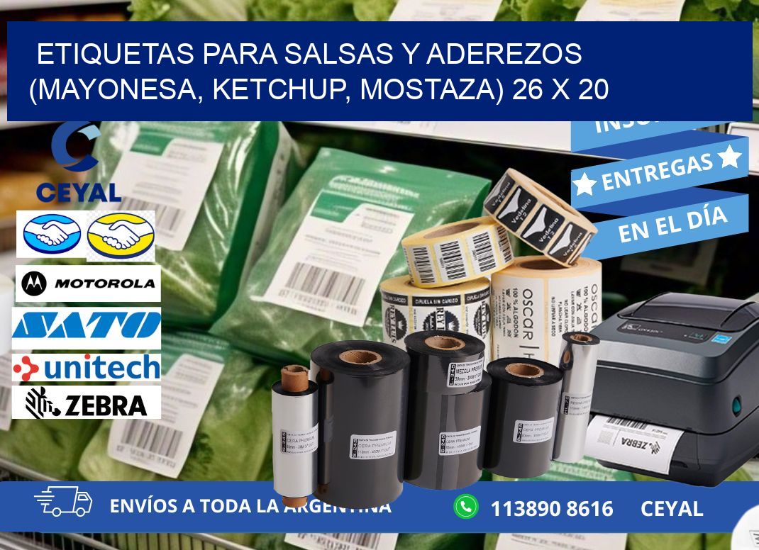 ETIQUETAS PARA SALSAS Y ADEREZOS (MAYONESA, KETCHUP, MOSTAZA) 26 x 20