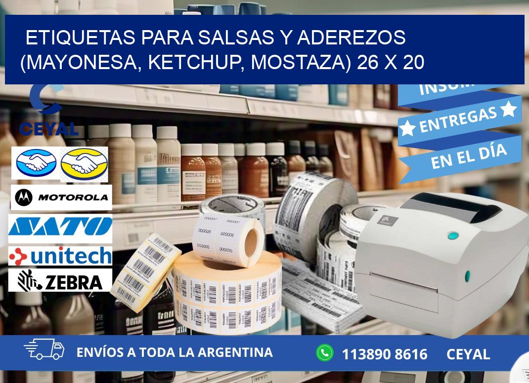 ETIQUETAS PARA SALSAS Y ADEREZOS (MAYONESA, KETCHUP, MOSTAZA) 26 x 20