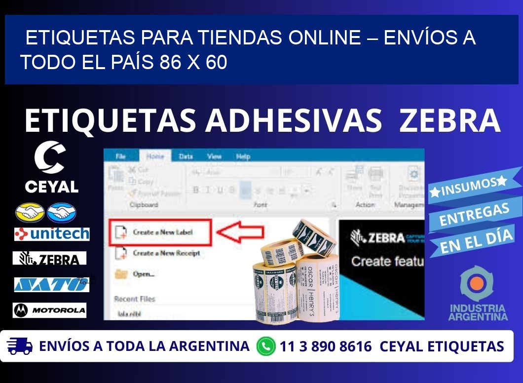 ETIQUETAS PARA TIENDAS ONLINE – ENVÍOS A TODO EL PAÍS 86 x 60