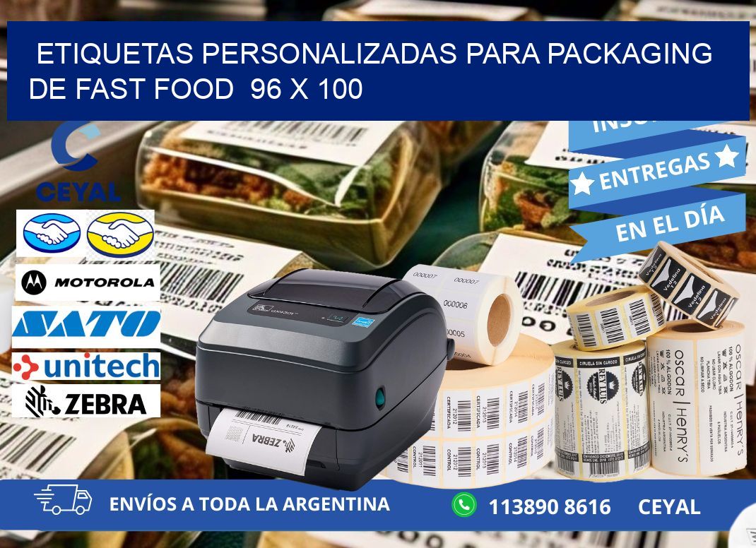 ETIQUETAS PERSONALIZADAS PARA PACKAGING DE FAST FOOD  96 x 100