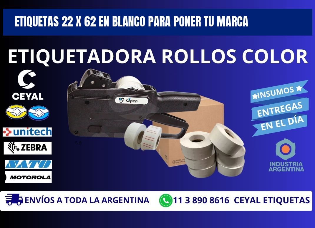 Etiquetas 22 x 62 en blanco para poner tu marca
