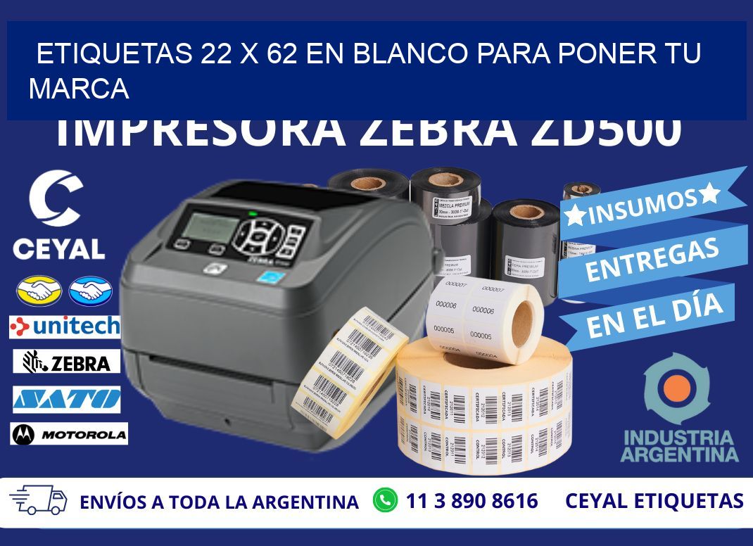 Etiquetas 22 x 62 en blanco para poner tu marca