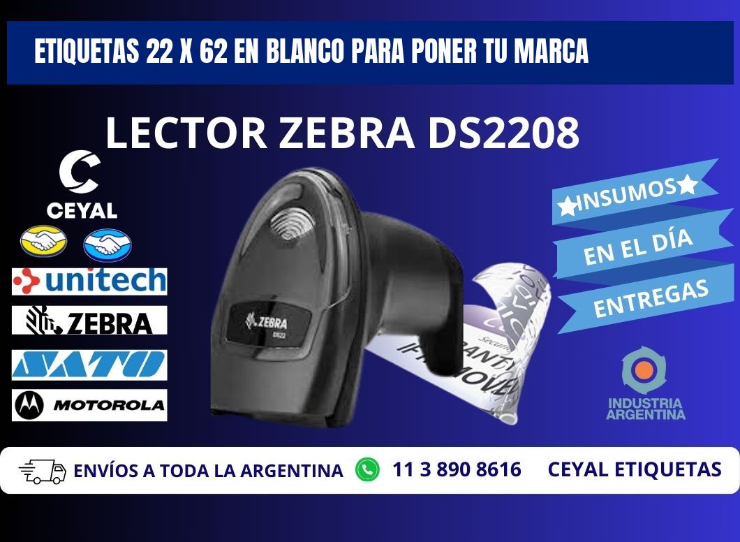 Etiquetas 22 x 62 en blanco para poner tu marca